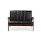 Baxton Studio Nikko Mid-century Black Faux Leather Wooden 2-Seater Loveseat 121-6746 - alternate 1